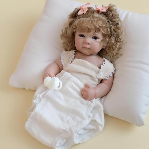 Anano 45cm Reborn Baby Mädchen Vollsilikon wasserdichte, Anatomisch Korrekte Mit Lebensechte Babypuppen Wie Echtes Baby Details Con Fütter-Set - Für Kinder Ab 3 Jahren von Anano