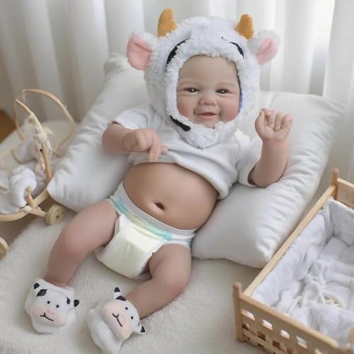 Anano 50cm Vollsilikon Baby Reborn Mädchen Puppe Anatomisch Korrekte, Lebensechtes Babypuppe Neugeborenes Mit Handgefertigten Details, Sammlerstück Als Geschenk Für Mädchen & Großeltern von Anano