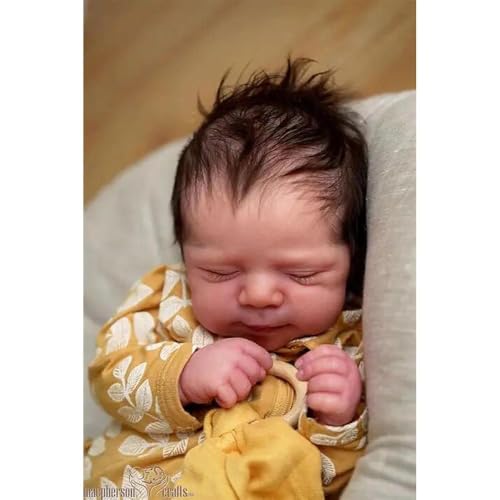Anano Baby Puppe Echt Aus Silikon 46 cm Lebensechte Babypuppen Weichkörper Silikon Baby Junge Echt Aussehende Babypuppe Newborn Puppe Mit Haaren von Anano