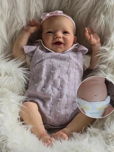 Anano Baby Reborn Silikonpuppen, kompletter Körper, 45 cm, aus weichem Silikon, mit Kleidung von Anano