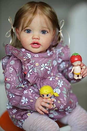 Anano Bebe Reborn Kleinkind 24 Zoll 61 cm Puppe Mädchen Mit Langen Haaren - Realistisches Baby Im Wirklichen Leben Mit Kleidung Und Schuhen von Anano