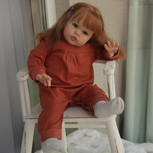 Anano Ellie Babypuppe, groß, 61 cm, echt aussehende Babypuppen, weicher Stoffkörper mit verwurzelten Haaren, Spielkamerad für Kinder ab 3 Jahren von Anano