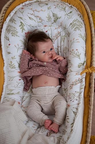Anano Gewicht Reborn Baby Vollsilikon Lebensecht Mädchen 45 cm Reborn Baby Puppe Realistische Babypuppe Sammlerpuppe Mit Lebensechten Details & Vollständigem Zubehör (Lila Hemd+Hose) von Anano