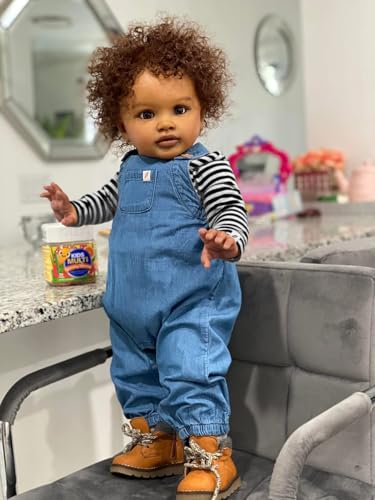 Anano Große Reborn Baby Mädchen Schwarzes Pippa 70cm Handgefertigt Biracial Afroamerikanisches Lebensechte Babypuppen Lockiges Haar Puppe Wie Echtes Baby Für Kinder Ab 3 Jahren von Anano