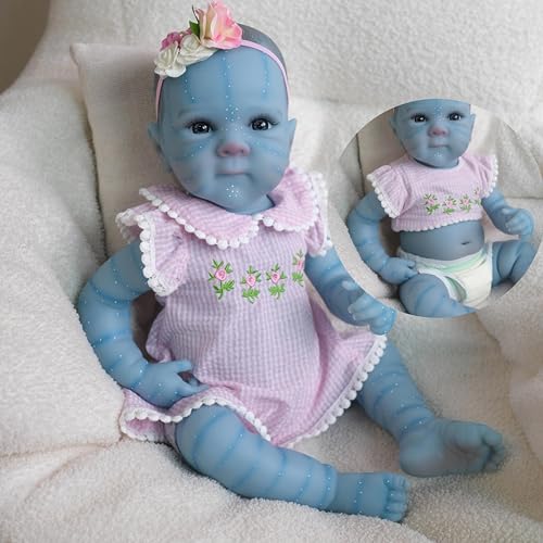 Anano Lebensechte Avatar-Babypuppe Mädchen 45cm 18 Zoll Vollsilikon Baby Reborn Puppe Mit Handbemaltem Haar Realistische Newborn Baby Puppe Spielfigur Für Kinder – Einzigartiges Fantasy-Design von Anano