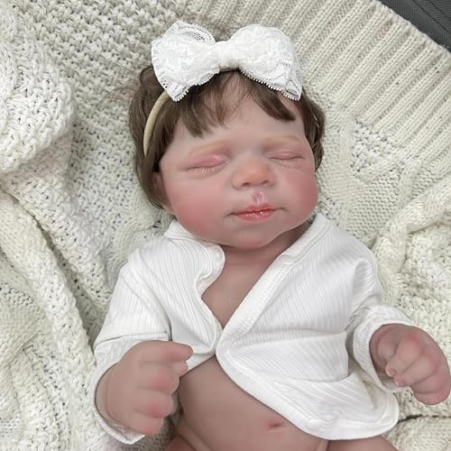 Anano Lebensechte Babypuppen 45cm Vollsilikon Baby Reborn Puppe Mädchen - Anatomisch Korrekte Newborn Baby Puppe Mit Zubehör, Echte Babypuppe Für Kinder Ab 3 Jahren von Anano