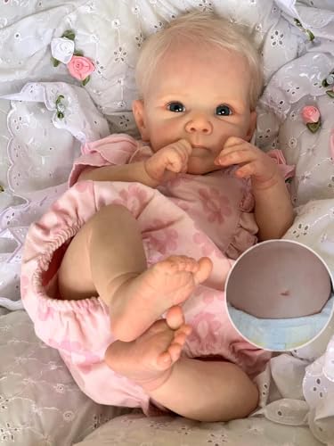 Anano Lifelike Reborn Baby Puppen,18 Zoll Reborn Baby Mädchen, ealistische Baby-Puppe mit vollem Vinyl Körper Real Life Baby Puppe für Kinder ab 3 Jahren von Anano