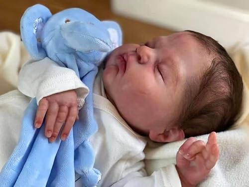 Anano Puppen Reborn Silikon Geschlossene Augen 50CM Große Realistische Babypuppe Baby Reborn (weiß) von Anano