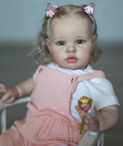 Anano Realistische Puppen Reborn Mädchen Ellie - 24 Zoll 60 cm Lebensechte Handgemachte Tuch Körper Nette Reborn Puppen Mit Langem Haar Echte Leben Baby Puppen Für Kinder Alter 3+ von Anano