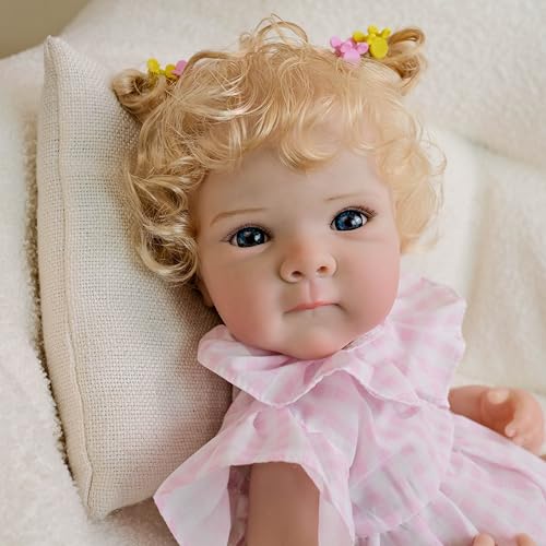 Anano Realistische Reborn Baby Puppen Bettie - 18 Zoll Silikon Vinyl Ganzkörper Mädchen - Lebensechte Babypuppe Körper Aus Weichem Vinyl Babypuppen Geburtstags-Geschenkset Für Kinder von Anano