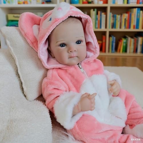 Anano Realistische Reborn Babypuppen, 45 cm, lebensechte handgefertigte bewegliche Neugeborenen-Puppe, weicher Stoffkörper, echte Babypuppen, die echt aussehen, für Kinder ab 3 Jahren von Anano