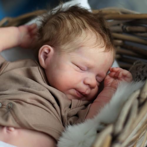 Anano Realistische Reborn Puppen Baby Silikon Ganzkörper Junge 18-Zoll wasserdichte Vollsilikon Lebensecht Newborn Baby Puppe Weiche Silikonpuppe Poseable Spielzeug Für Kinder 3+ von Anano