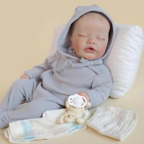 Anano Realistische Toddler Reborn Baby Junge Puppe 19 Zoll 48cm - Echtgroße Newborn Baby Puppe, Lebensechte Silikon Babypuppe Mit Blauen Augen Für Kinder Ab 3 Jahren von Anano