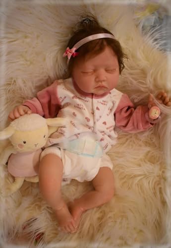 Anano Reborn Baby 55cm Puppe Lebensechte Babypuppen Silikon Baby Mädchen Newborn Baby Puppe Wie Echtes Baby (rosa Strampler Mit Blumenmuster) von Anano