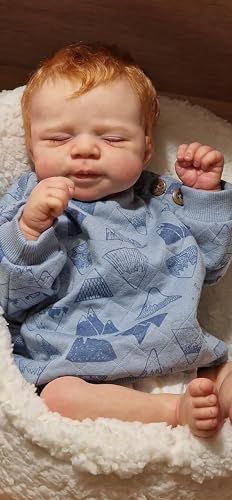 Anano Reborn Baby Junge Lebensechte Puppen Pascale 18-Zoll Echte Newborn Baby Puppe Mit Rotem Haar Reborn Toddler Mädchen Silikon Puppen Die Echt Aussehen Sichtbare Venen Für Kinder 3 von Anano
