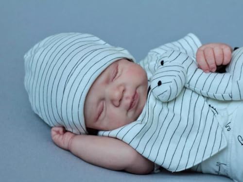 Anano Reborn Baby Junge Vollsilikon 45cm Lebensechte Babypuppe, Realistische Newborn Baby Puppe Mit Beweglichen Gliedmaßen, Vollsilikon Babypuppe Wie Echt Für Mädchen von Anano