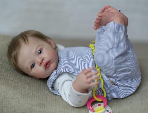 Anano Reborn Baby Junge Vollsilikon Baby 45 cm Silikon Baby Puppe Lebensechte Babypuppen Realistische Echte Babypuppe Wie Echtes Baby Mit Haaren von Anano