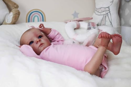 Anano Reborn Baby Lebensecht - 16 Zoll (40 cm) Lebensechte Babypuppe Realistische Mädchen Mit Blauen Augen, Posierbare Babypuppe Wie Echt Für Kinder von Anano