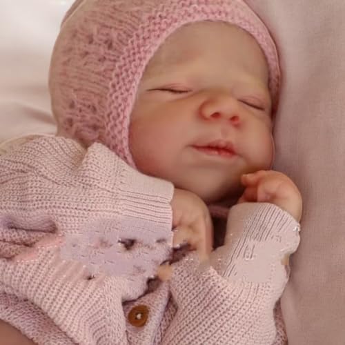 Anano Reborn Baby Mädchen 19 Zoll/48 cm Puppe Reborn Baby Mädchen Vollsilikon Lebensecht Mädchen Silikon Puppen Wie Echt Re Born Komplett Silikon, Lebensechte Puppen Zubehör, Re Born Babies Schnuller von Anano