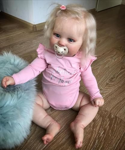 Anano Reborn Baby Mädchen Puppe 50CM Vollsilikon Lebensechte Babypuppe Wie Echtes Baby Kleinkind von Anano