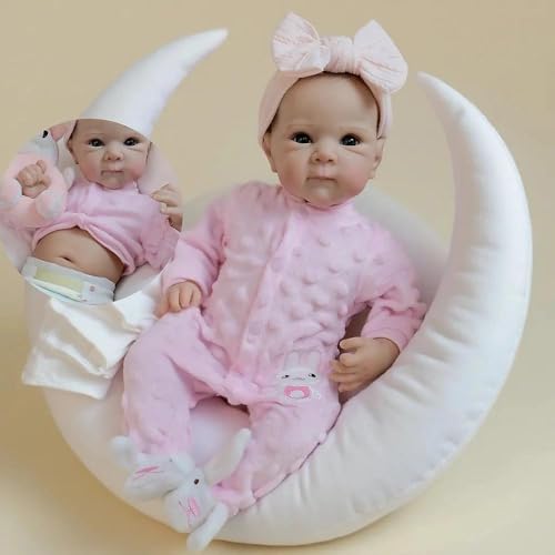 Anano Reborn Baby Mädchen Puppe Bettie Vollsilikon Körper 18 Zoll 45cm Posierbar & Handgefertigt, Realistische Newborn Baby Puppe (in Echter Babygröße, Weich & Sicher Für Kinder Ab 3 Jahren) von Anano