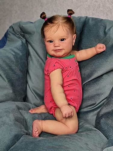 Anano Reborn Baby Mädchen Puppen Lebensechte Blutvenen 20 Zoll Maddie Realistische Silikon Baby Puppe Reborn Toddler Langes Haar Weiches Tuch Körper 360-Arme Geschenke Für Kinder Alter 3+ von Anano