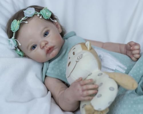 Anano Reborn Baby Mädchen Vollsilikon Lebensecht 18 Zoll Augen Auf Echt Aussehende Puppen Realistische Reborn Toddler Babys Mit Haaren Waschbares Spielzeug von Anano
