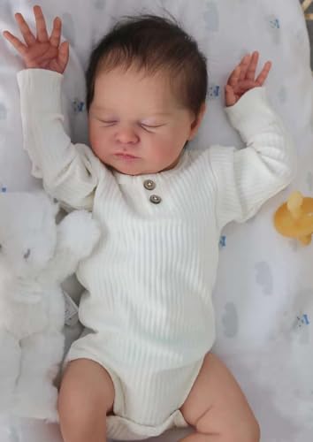 Anano Reborn Baby Mädchen Vollsilikon Lebensecht 48CM Reborn Puppe Silikon Baby Mädchen Babypuppe Wie Echtes Baby Puppe Das Wie EIN Echtes Baby Aussieht Waschbar von Anano