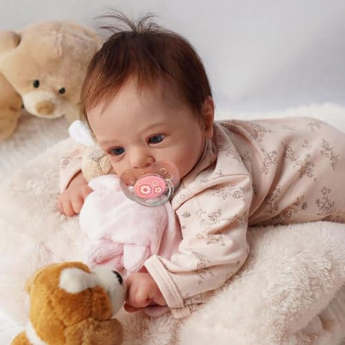 Anano Reborn Baby Puppe Junge Augen Offen Lebensechte Babypuppen Blaue Venen 19Zoll silikon Baby Doll Mit Roten Ausschlägen Baby Puppe Weichkörper Wie Echt Newborn Säugling Mädchen Puppe Mit Haaren von Anano