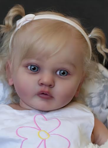 Anano Reborn Baby Puppe Toddler Große Silikonpuppe Lebendige Rote Ausschläge Ayana 23 Zoll Reborn Baby Mädchen Weiche Implantierte Blonde Haare Für Sammeln von Anano