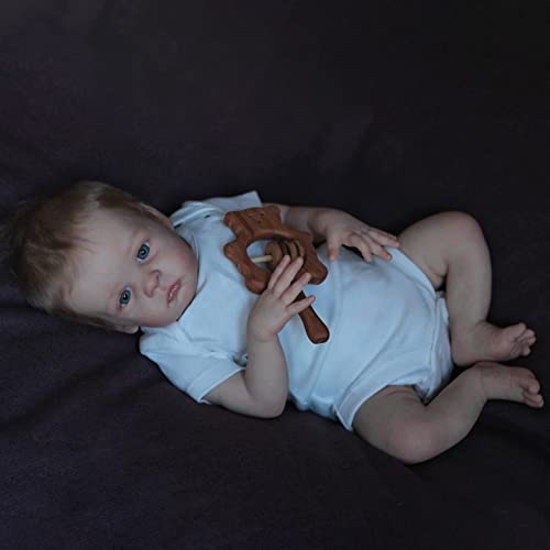 Anano Reborn Baby Puppen 22Zoll Lebensechte Junge Vinyl Drehbare Gliedmaßen Vinyl Neugeborenes Säugling Puppe Realistisch Babypuppen Weicher Körper Baby Puppen von Anano