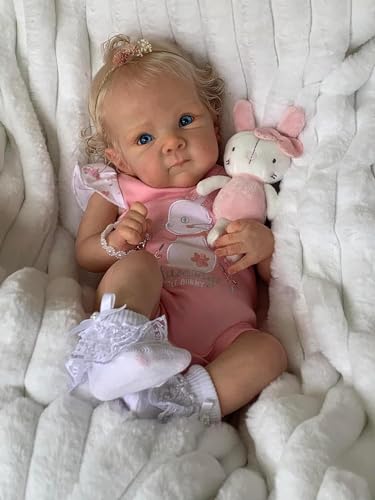 Anano Reborn Baby Puppen Bettie 18" Lebensechte Babypuppe Niedliche Mädchen Mit Haaren Lebensechte Reborn Puppen Aus Stoff Wie EIN Echtes Baby Geschenksets Für Mädchen von Anano