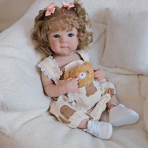 Anano Reborn Baby Puppen Bettie 18 Zoll Mädchen Silikon Vinyl Reborn Baby Puppe Ganzkörper Mädchen Süße Wiedergeborene Baby-Puppe Mit Den Händen In Den Haaren Mit Einem von Anano