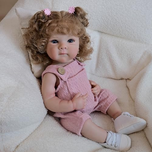 Anano Reborn Baby Puppen Realistische Mädchen Bettie, 18 Zoll Silikon Vinyl Ganzkörper Mädchen Süße Wiedergeborene Puppe Reborn Mit Den Händen In Den Haaren Für Kinder Alter 3+ von Anano