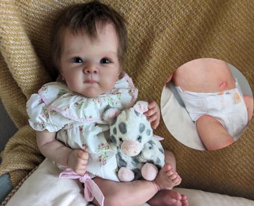 Anano Reborn Baby Puppen Vollsilikon Lebensecht 18 Zoll 45cm Lebensechte Babypuppen Die Echt Aussehen Wie Echte Babys Reborn Silikon Newborn Baby Puppe Mit Haaren von Anano