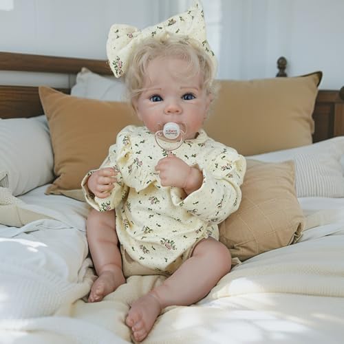Anano Reborn Baby Vollsilikon Lebensecht 45CM Ganzkörper Silikon Realistische Reborn Babypuppen Baby Mädchen Puppe Waschbare Voll Silikon Vinyl Neugeborene Puppe von Anano