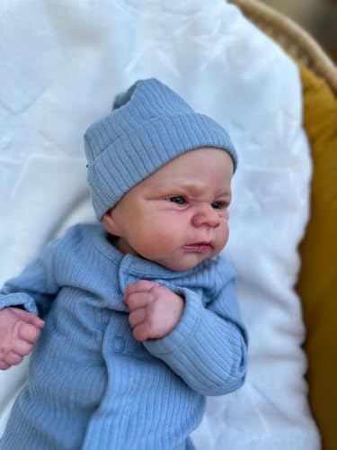 Anano Reborn Baby Vollsilikon Lebensecht 45CM Reborn Baby Junge Puppe, Realistische Babypuppe Wie Echtes Silikon Baby Puppe, Reborn Puppen Die Wie EIN Echtes Baby Aussieht von Anano
