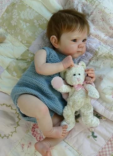 Anano Reborn Baby Vollsilikon Lebensecht 45CM Reborn Baby Mädchen, Babypuppen Wie Echt Silikon Baby Puppe Echt, Reborn Puppen Lebensecht, Das Wie EIN Echtes Baby Aussieht von Anano