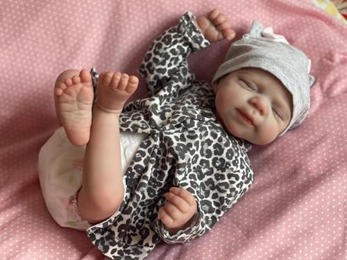 Anano Reborn Baby Vollsilikon Lebensecht 45CM Reborn Baby Mädchen, Waschbare Silikon Baby Puppe Puppe Wie Echtes Baby Aussie, Realistische Reborn Babypuppe Mädchen von Anano