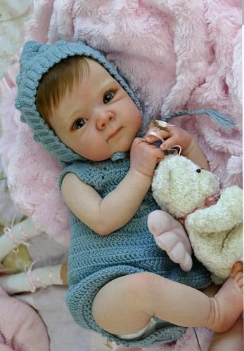 Anano Reborn Baby Vollsilikon Lebensecht 45cm Silikon Reborn Baby Mädchen Puppe Reborn Puppen Lebensecht Babypuppe, Puppe Wie Echtes Babys Mit Blaue Augen von Anano