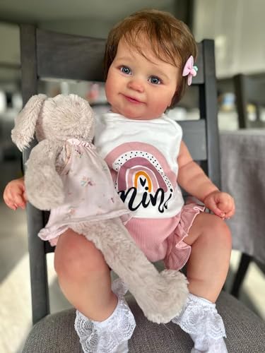 Anano Reborn Baby Vollsilikon Lebensecht 50CM Reborn Puppe Baby Mädchen Offene Augen Babypuppen Lebensecht Echt Aussehende Babypuppen Das Sich Wie EIN Echtes Silikon Baby von Anano