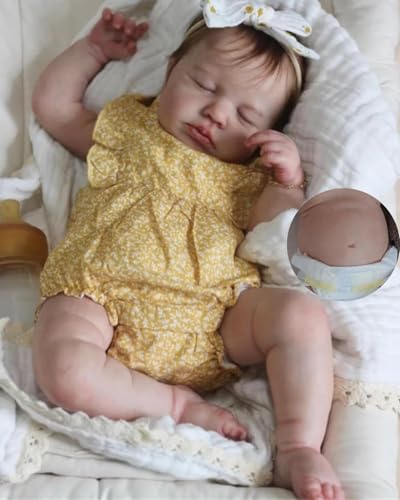 Anano Reborn Baby Vollsilikon Lebensecht Mädchen 50cm Silikon Echtes Aussehen Baby Reborn Baby Puppe Mädchen Babypuppe, Das Wie EIN Echtes Babys Aussieht von Anano