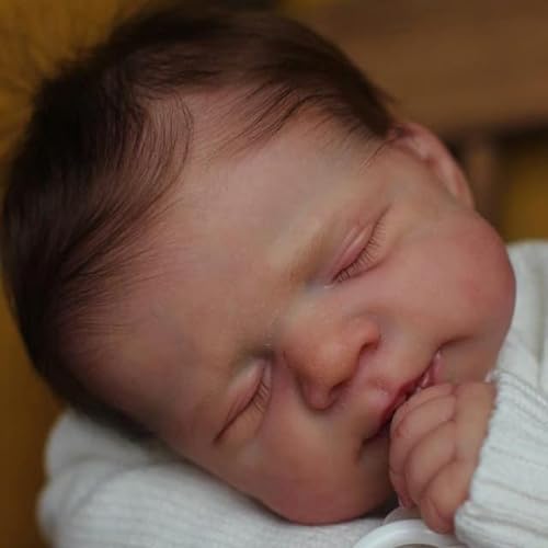 Anano Reborn Babypuppe, Realistische Baby Puppen 18Zoll Weicher Körper Neugeborenes Kleinkind Puppe Echt Aussehender Schlafend Mädchen Lebensechte Haut Textur Sichtbare Kapillaren von Anano