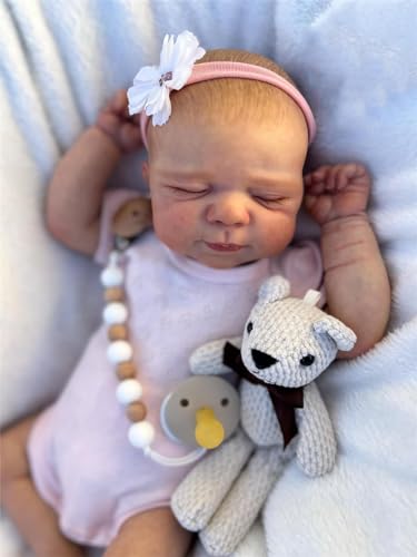 Anano Reborn Babypuppen Mädchen Pascale – 45 cm Ganzkörper-Silikonvinyl, beweglich, realistisch, waschbar, Neugeborenenen-Babypuppe, echte Größe, Babypuppen, bemalte Haare für Kinder ab 3 Jahren von Anano