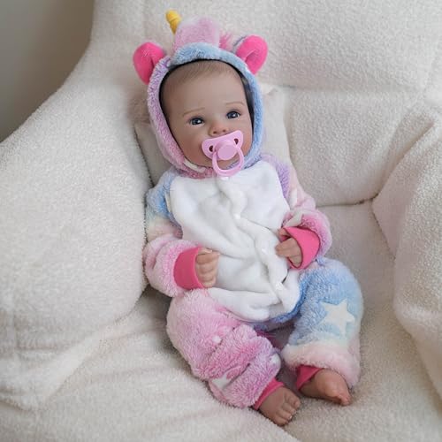 Anano Reborn Bebe Puppen Mädchen 19 Zoll 48 cm Realistische Neugeborene Reborn Baby PuppenMädchen Full Vinyl Silikon Körper, Wie EIN Echtes Anatomisch Korrektes Reborn Puppe von Anano