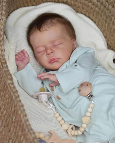 Anano Reborn Puppe Wie Echtes Baby Junge Schlafen Lebensechte Babypuppen 18-Zoll Puppen Die Echt Aussehen Silikon Puppe Baby Mit Schnuller Ketten Für Kinder 3+ von Anano