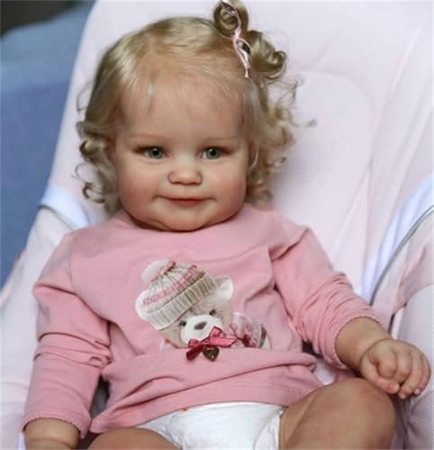 Anano Reborn Puppen Maddie - 20 Zoll Neugeborene Echte Leben Baby Puppen, Lebensechte Handgemachte Tuch Körper Nette Reborn Puppen Mädchen Mit Langem Haar Für Kinder Alter 3+ von Anano