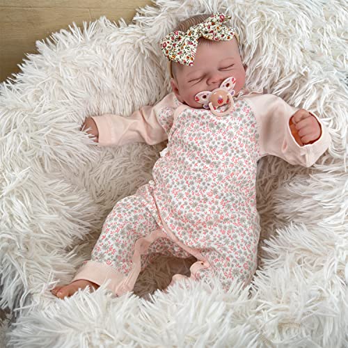 Anano Reborn Puppen Mädchen Schlafen 19 Zoll Baby Reborn Puppen Realistische Neugeborene Baby Puppen Real Life Silikon Baby Puppen Smiley Gesicht Silikon Reborns Therapie Puppen Für Alzheimer von Anano