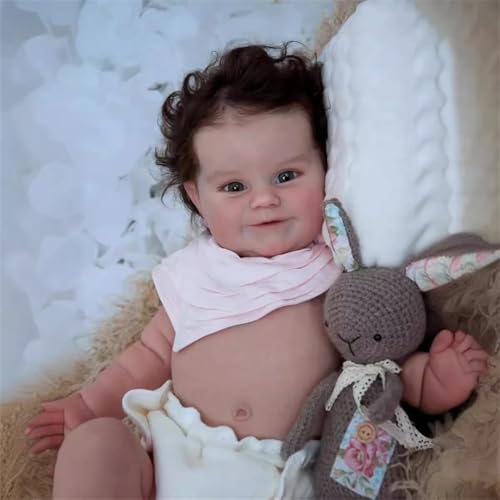 Anano Reborn Vollsilikon Babypuppe Lebensechte Mädchen 50CM Babypuppen Wie EIN Echtes Baby Puppe Girl Maddie, Wasserdichtes Ganzkörper Silikon Weiche Neugeborene Reborn Babies von Anano