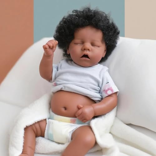 Anano Schwarze Vollsilikon Reborn Baby-Junge Puppe 18 Zoll 45 cm - Biracial Afroamerikanische Realistische Silikonpuppe Mit Lebensechten Merkmalen & Zubehör, Sammlerstück Für Kinder Ab 3 Jahren Anano Schwarze Vollsilikon Reborn Baby-Junge Puppe 18 Zoll 45 cm - Biracial Afroamerikanische Realistische Silikonpuppe Mit Lebensechten Merkmalen & Zubehör, Sammlerstück Für Kinder Ab 3 Jahren von Anano